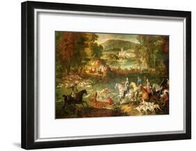 Hunting at the Saint-Jean Pond in the Forest of Compiegne, Before 1734-Jean-Baptiste Oudry-Framed Giclee Print