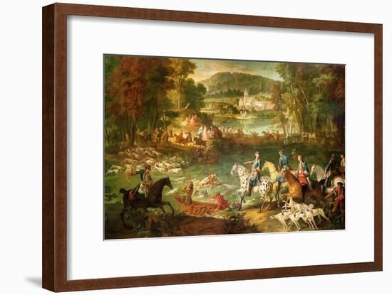 Hunting at the Saint-Jean Pond in the Forest of Compiegne, Before 1734-Jean-Baptiste Oudry-Framed Giclee Print