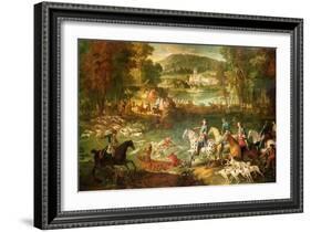 Hunting at the Saint-Jean Pond in the Forest of Compiegne, Before 1734-Jean-Baptiste Oudry-Framed Giclee Print