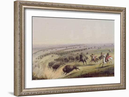 Hunting Buffalo, 1837-Alfred Jacob Miller-Framed Giclee Print