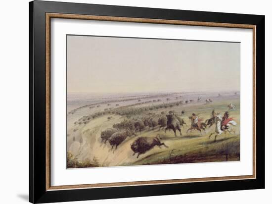 Hunting Buffalo, 1837-Alfred Jacob Miller-Framed Giclee Print