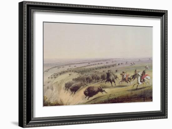 Hunting Buffalo, 1837-Alfred Jacob Miller-Framed Giclee Print