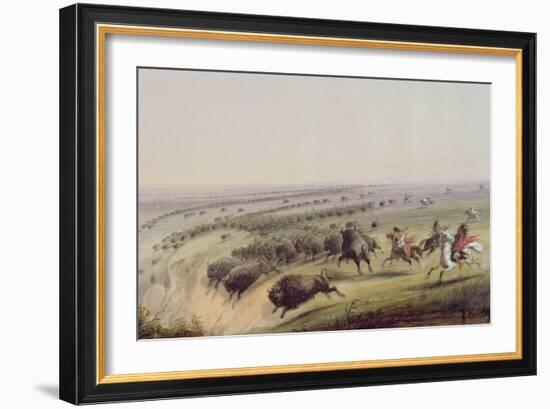 Hunting Buffalo, 1837-Alfred Jacob Miller-Framed Giclee Print