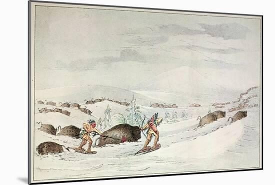 Hunting Buffalo on Snow-Shoes-George Catlin-Mounted Giclee Print