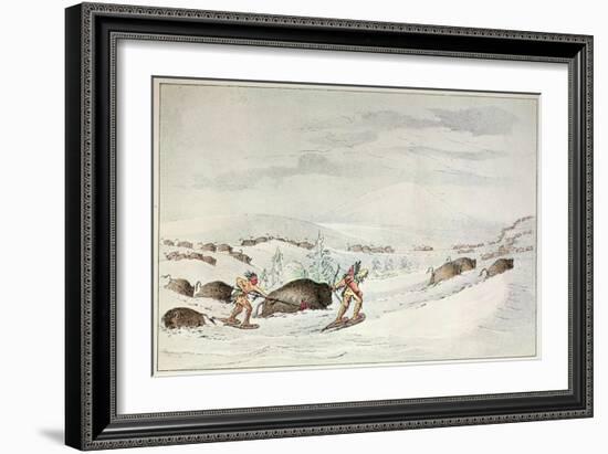 Hunting Buffalo on Snow-Shoes-George Catlin-Framed Giclee Print