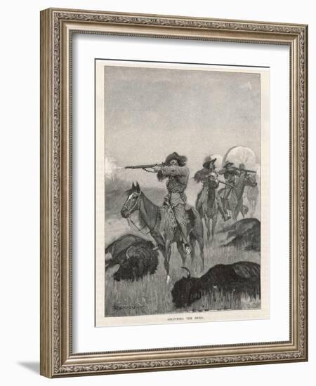 Hunting Buffalo with Rifles on the American Plains-Frederic Sackrider Remington-Framed Art Print