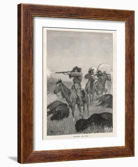 Hunting Buffalo with Rifles on the American Plains-Frederic Sackrider Remington-Framed Art Print