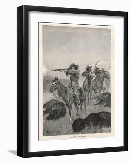Hunting Buffalo with Rifles on the American Plains-Frederic Sackrider Remington-Framed Art Print
