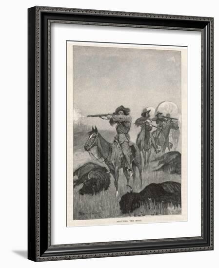 Hunting Buffalo with Rifles on the American Plains-Frederic Sackrider Remington-Framed Art Print