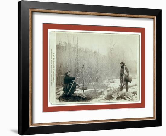 Hunting Deer. a Deer Hunt Near Deadwood in Winter '87 and ' Two Miners Millan and Hubbard Got their-John C. H. Grabill-Framed Giclee Print