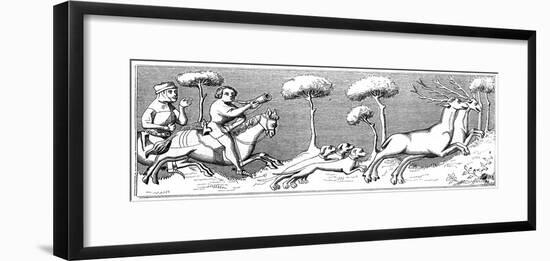 Hunting Deer with Dogs, 14th Century-null-Framed Giclee Print