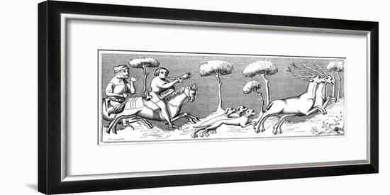 Hunting Deer with Dogs, 14th Century-null-Framed Giclee Print