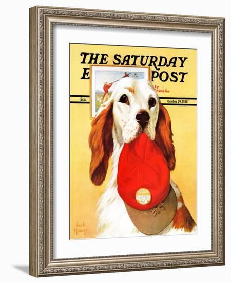 "Hunting Dog and Cap," Saturday Evening Post Cover, October 29, 1938-Jack Murray-Framed Giclee Print