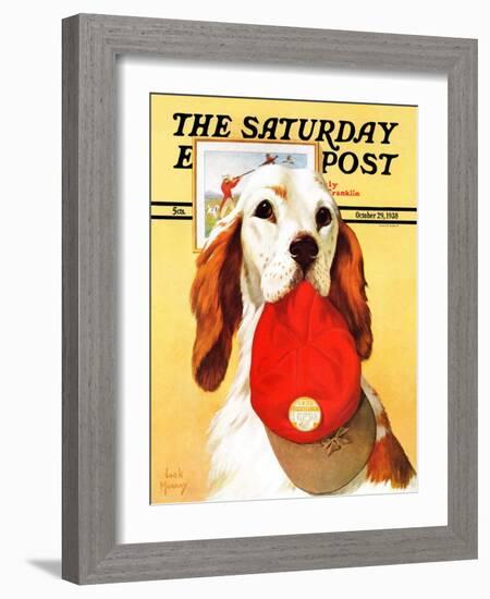 "Hunting Dog and Cap," Saturday Evening Post Cover, October 29, 1938-Jack Murray-Framed Giclee Print