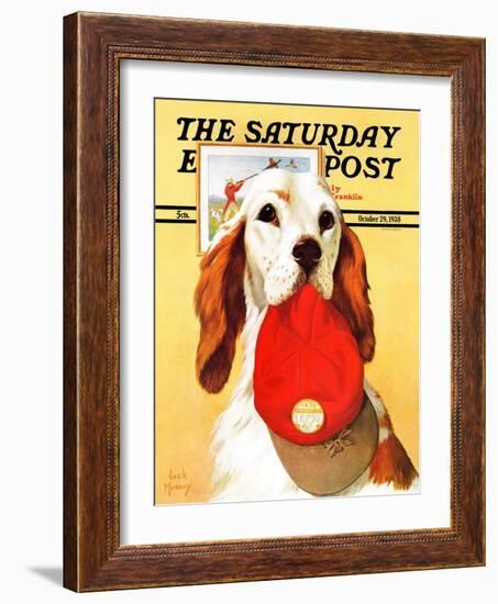 "Hunting Dog and Cap," Saturday Evening Post Cover, October 29, 1938-Jack Murray-Framed Giclee Print