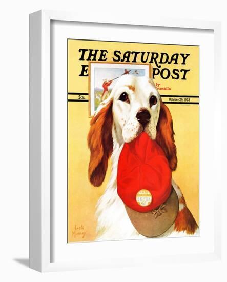 "Hunting Dog and Cap," Saturday Evening Post Cover, October 29, 1938-Jack Murray-Framed Giclee Print