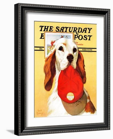 "Hunting Dog and Cap," Saturday Evening Post Cover, October 29, 1938-Jack Murray-Framed Giclee Print