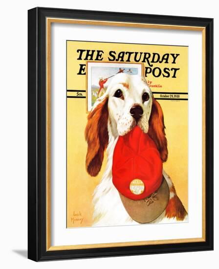 "Hunting Dog and Cap," Saturday Evening Post Cover, October 29, 1938-Jack Murray-Framed Giclee Print