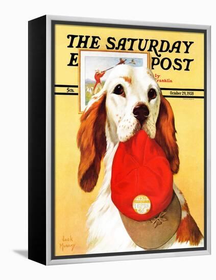 "Hunting Dog and Cap," Saturday Evening Post Cover, October 29, 1938-Jack Murray-Framed Premier Image Canvas