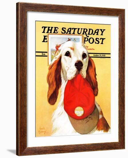 "Hunting Dog and Cap," Saturday Evening Post Cover, October 29, 1938-Jack Murray-Framed Giclee Print