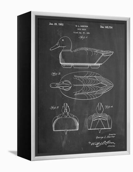 Hunting Duck Decoy Patent-null-Framed Stretched Canvas