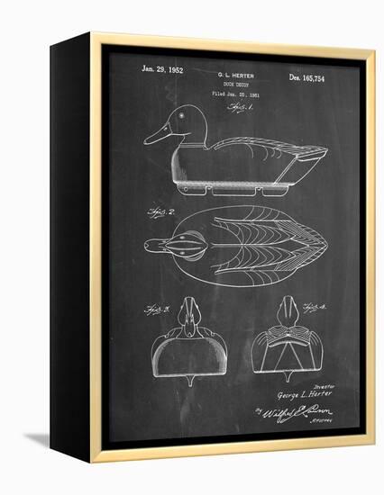 Hunting Duck Decoy Patent-null-Framed Stretched Canvas