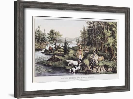 Hunting, Fishing and Forest Scene-Currier & Ives-Framed Giclee Print