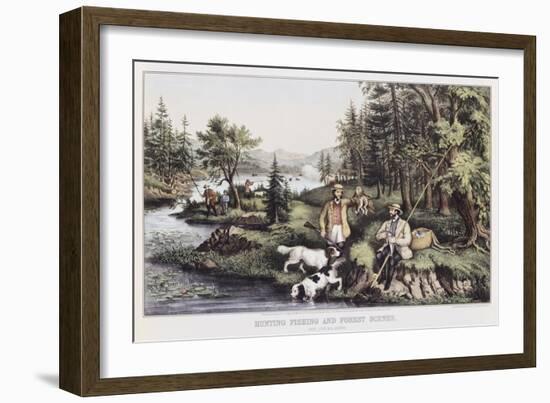 Hunting, Fishing and Forest Scene-Currier & Ives-Framed Giclee Print