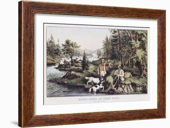 Hunting, Fishing and Forest Scene-Currier & Ives-Framed Giclee Print