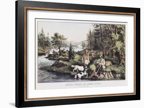 Hunting, Fishing and Forest Scene-Currier & Ives-Framed Giclee Print