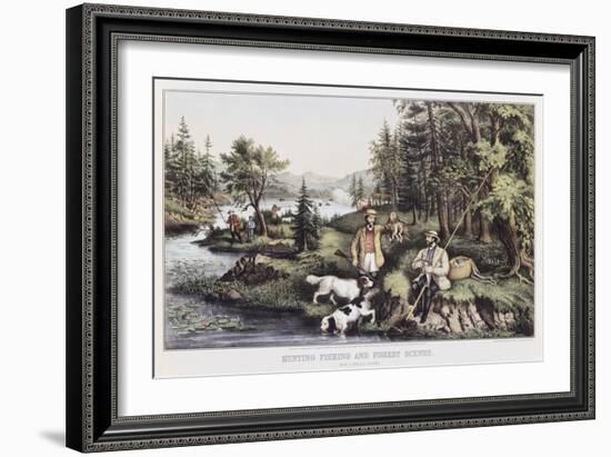 Hunting, Fishing and Forest Scene-Currier & Ives-Framed Giclee Print