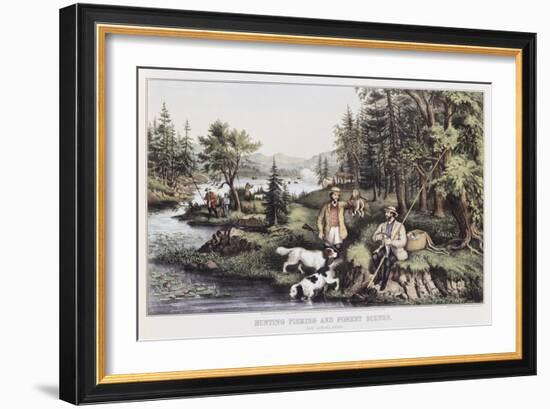 Hunting, Fishing and Forest Scene-Currier & Ives-Framed Giclee Print