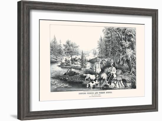 Hunting Fishing and Forest Scenes: Good Luck All Around-Currier & Ives-Framed Art Print