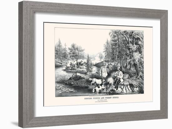 Hunting Fishing and Forest Scenes: Good Luck All Around-Currier & Ives-Framed Art Print