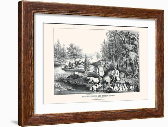 Hunting Fishing and Forest Scenes: Good Luck All Around-Currier & Ives-Framed Art Print