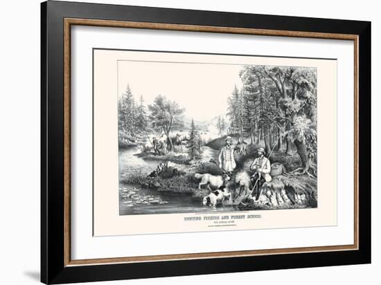 Hunting Fishing and Forest Scenes: Good Luck All Around-Currier & Ives-Framed Art Print