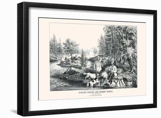 Hunting Fishing and Forest Scenes: Good Luck All Around-Currier & Ives-Framed Art Print