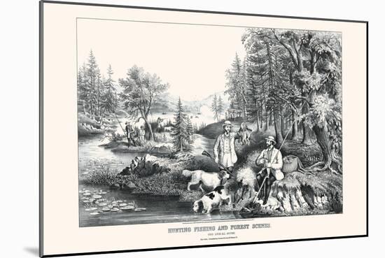 Hunting Fishing and Forest Scenes: Good Luck All Around-Currier & Ives-Mounted Art Print