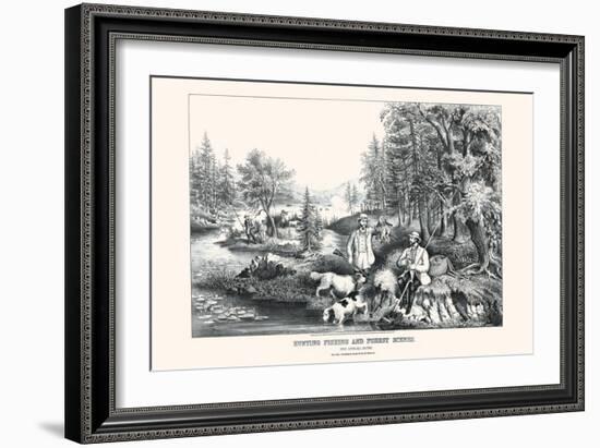 Hunting Fishing and Forest Scenes: Good Luck All Around-Currier & Ives-Framed Art Print