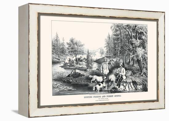 Hunting Fishing and Forest Scenes: Good Luck All Around-Currier & Ives-Framed Stretched Canvas