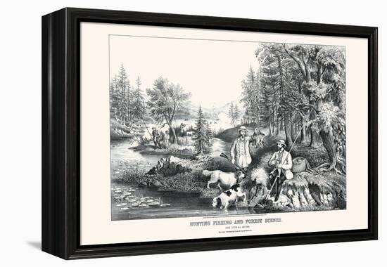 Hunting Fishing and Forest Scenes: Good Luck All Around-Currier & Ives-Framed Stretched Canvas