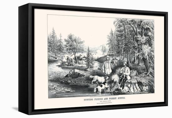 Hunting Fishing and Forest Scenes: Good Luck All Around-Currier & Ives-Framed Stretched Canvas