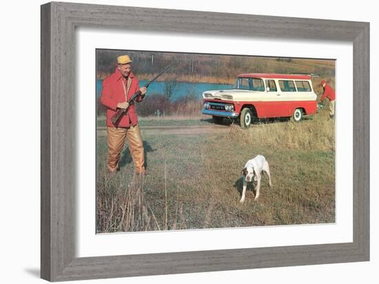 Hunting from Old Station Wagon-null-Framed Art Print