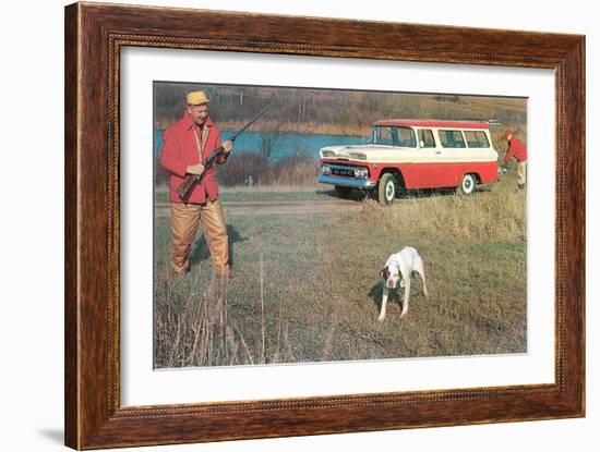 Hunting from Old Station Wagon-null-Framed Art Print