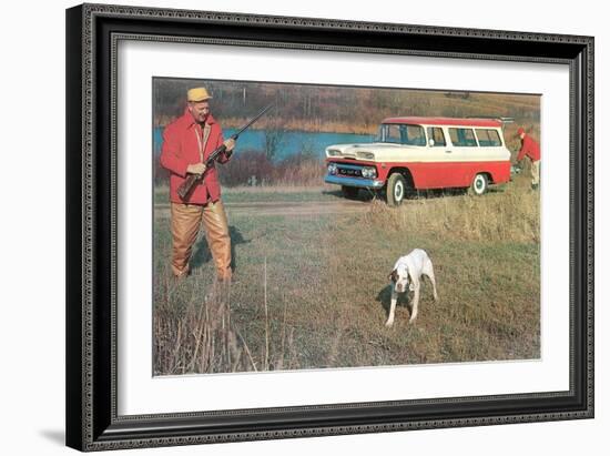 Hunting from Old Station Wagon-null-Framed Art Print