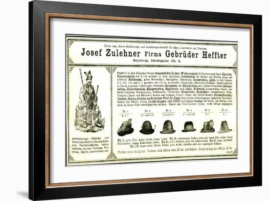 Hunting Hats Austria 1891-null-Framed Giclee Print