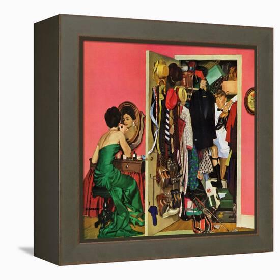 "Hunting His Tux for the Party," March 31, 1962-Richard Sargent-Framed Premier Image Canvas