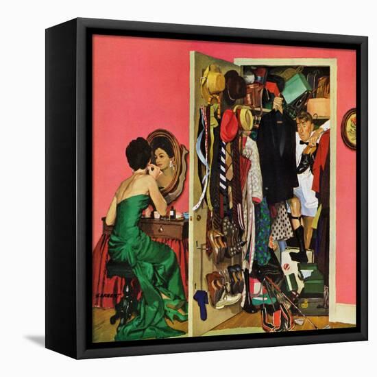 "Hunting His Tux for the Party," March 31, 1962-Richard Sargent-Framed Premier Image Canvas