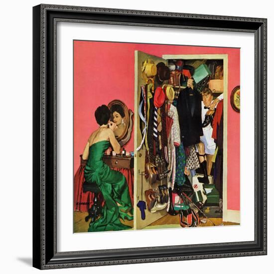 "Hunting His Tux for the Party," March 31, 1962-Richard Sargent-Framed Premium Giclee Print