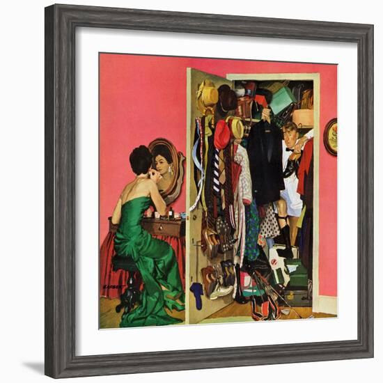 "Hunting His Tux for the Party," March 31, 1962-Richard Sargent-Framed Giclee Print